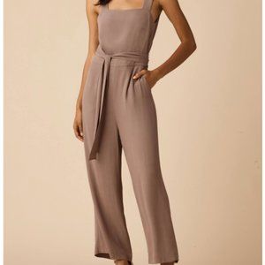 Vetta Two Piece Apron Jumpsuit in Beige/Taupe NWT